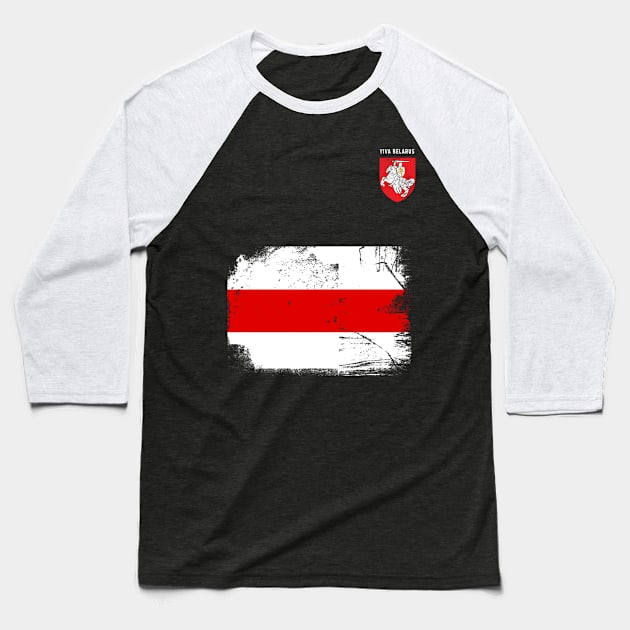 Belarus Pogonya White Red White Vintage Flag Baseball T-Shirt by Souben